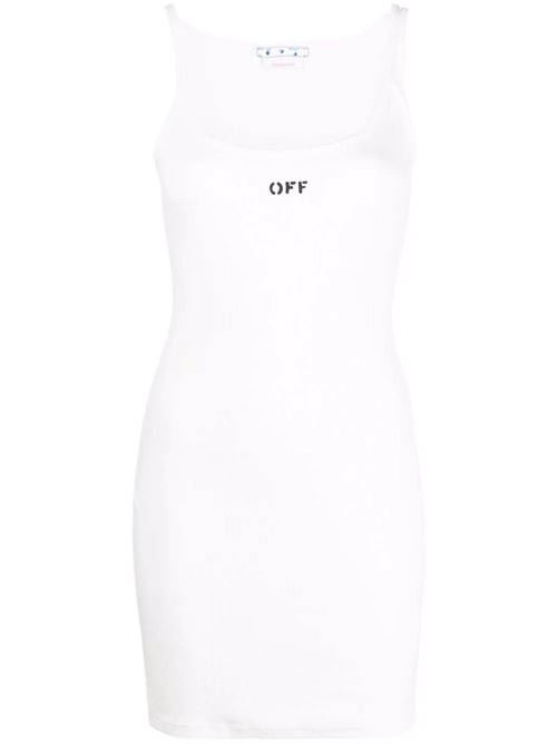 White stretch cotton Off-Stamp ribbed dress OFF WHITE | OWDB304C99JER0010110